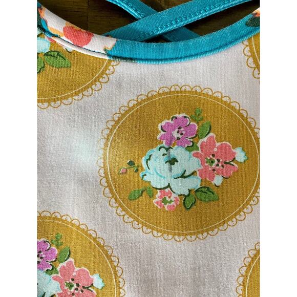 SweetHoney Knit Flair Dress Sewing Class Pink Blue Gold Floral Short Sleeve 2T - Picture 4 of 9